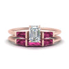 Load image into Gallery viewer, emerald-cut-bar-set-pink-sapphire-ring-with-matching-3-baguette-wedding-band-in-rose-gold-FDENS100EMGSADRPI-NL-RG