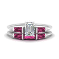 Thumbnail 23 - emerald-cut-bar-set-pink-sapphire-ring-with-matching-3-baguette-wedding-band-in-white-gold-FDENS100EMGSADRPI-NL-WG