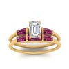 Load image into Gallery viewer, emerald-cut-bar-set-pink-sapphire-ring-with-matching-3-baguette-wedding-band-in-yellow-gold-FDENS100EMGSADRPIANGLE5-NL-YG