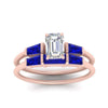 Load image into Gallery viewer, emerald-cut-bar-set-sapphire-ring-with-matching-3-baguette-wedding-band-in-rose-gold-FDENS100EMGSABLANGLE5-NL-RG