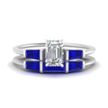 Thumbnail 20 - emerald-cut-bar-set-sapphire-ring-with-matching-3-baguette-wedding-band-in-white-gold-FDENS100EMGSABL-NL-WG
