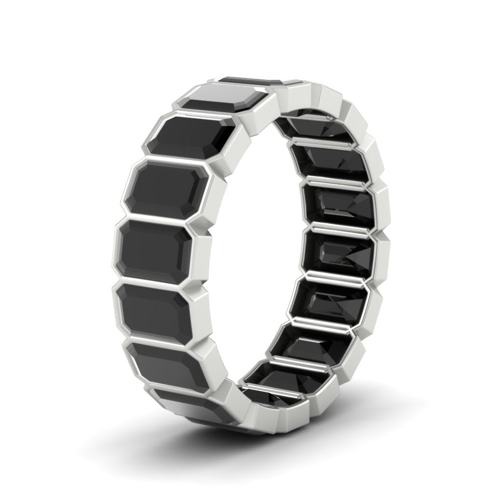 Emerald Cut Bezel 6 Carat Diamond Wedding Band