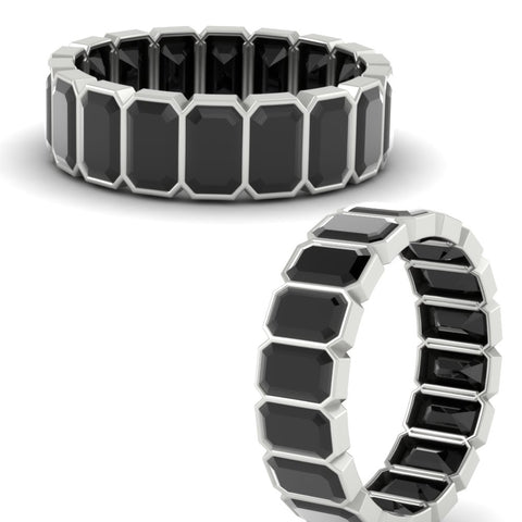 Emerald Cut Bezel 6 Carat Diamond Wedding Band
