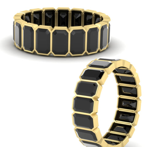 Emerald Cut Bezel 6 Carat Diamond Wedding Band