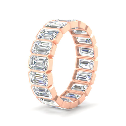Emerald Cut Bezel 6 Carat Diamond Wedding Band