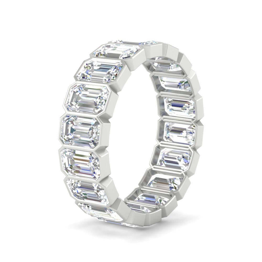 Emerald Cut Bezel 6 Carat Diamond Wedding Band