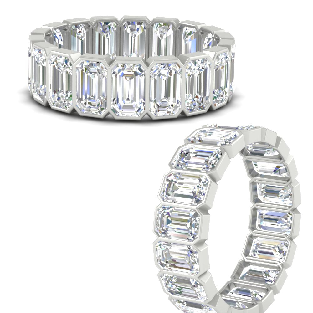 Emerald Cut Bezel 6 Carat Diamond Wedding Band