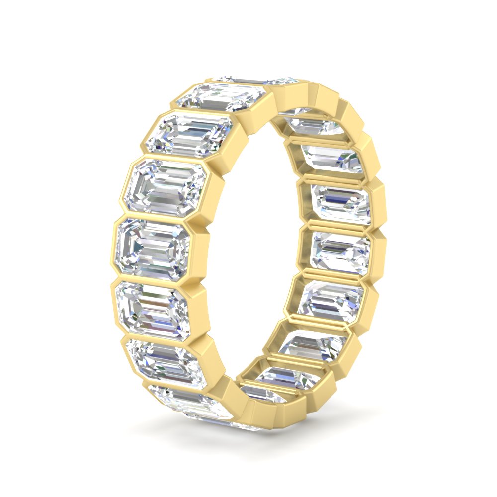Emerald Cut Bezel 6 Carat Diamond Wedding Band