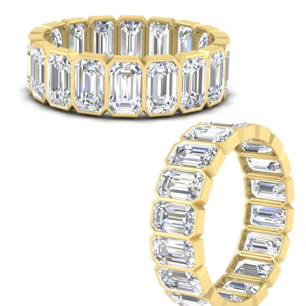 Emerald Cut Bezel 6 Carat Diamond Wedding Band