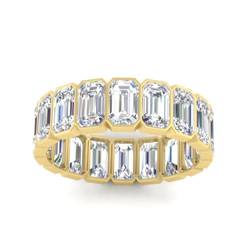 Emerald Cut Bezel 6 Carat Diamond Wedding Band