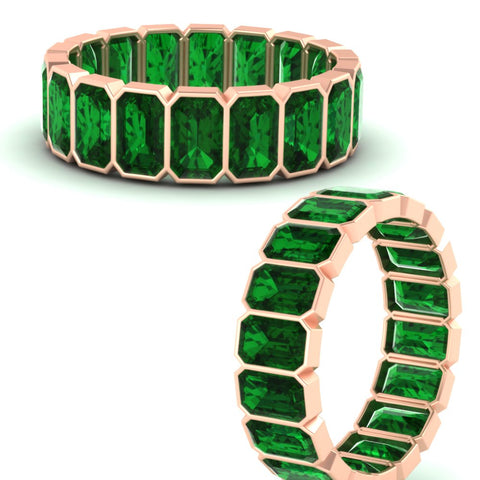 Emerald Cut Bezel 6 Carat Diamond Wedding Band