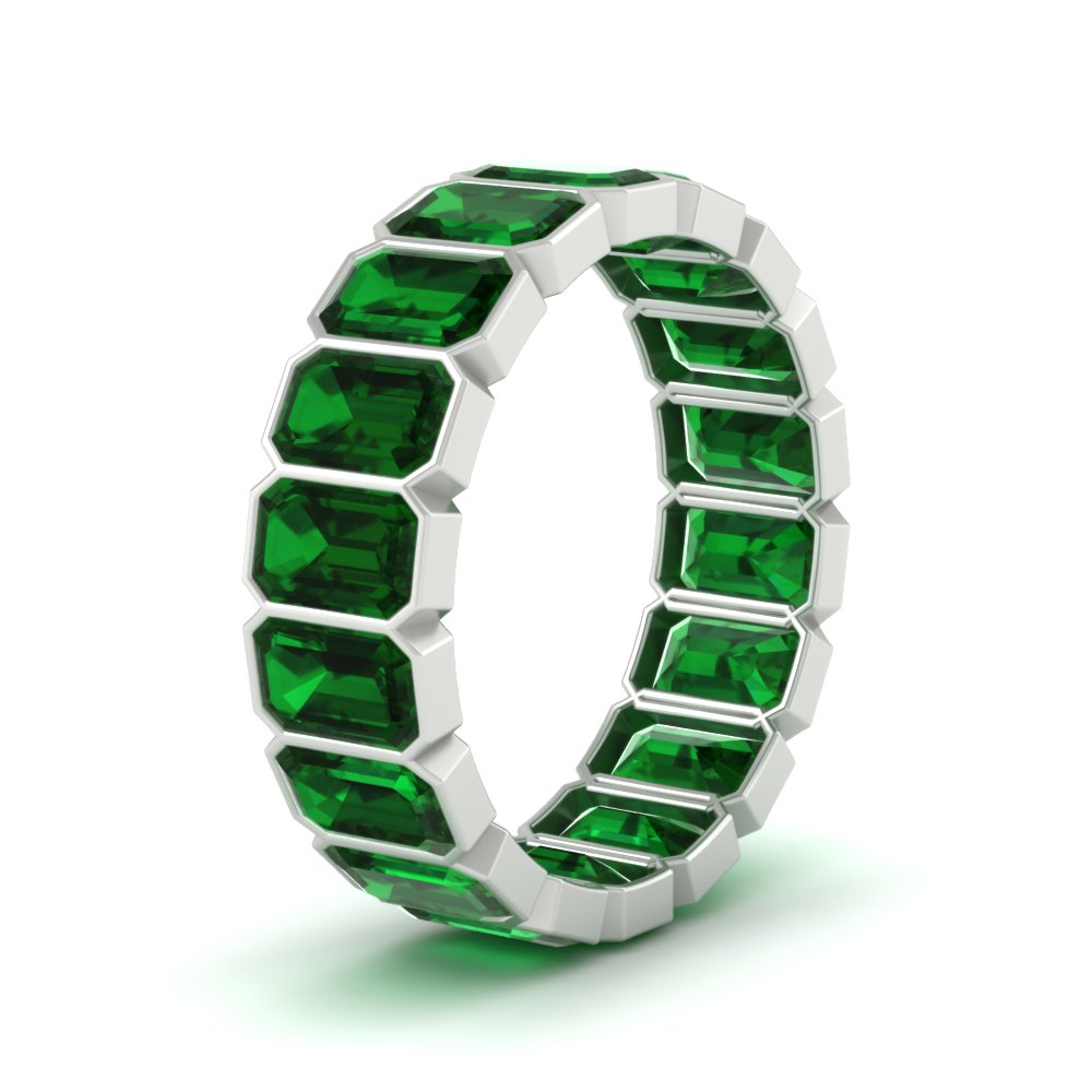 Emerald Cut Bezel 6 Carat Diamond Wedding Band