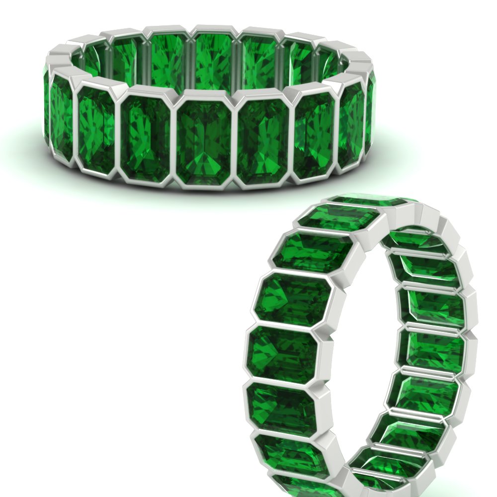 Emerald Cut Bezel 6 Carat Diamond Wedding Band