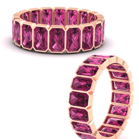 Emerald Cut Bezel 6 Carat Diamond Wedding Band