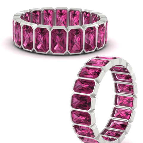 Emerald Cut Bezel 6 Carat Diamond Wedding Band
