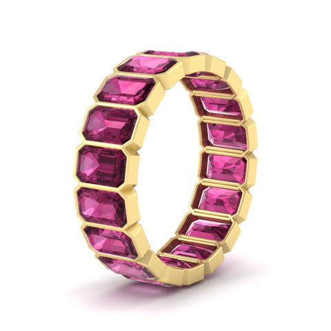 Emerald Cut Bezel 6 Carat Diamond Wedding Band