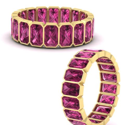 Emerald Cut Bezel 6 Carat Diamond Wedding Band