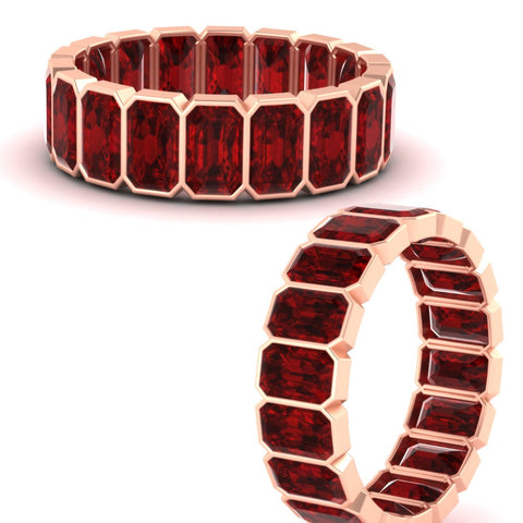 Emerald Cut Bezel 6 Carat Diamond Wedding Band