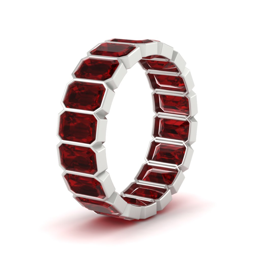 Emerald Cut Bezel 6 Carat Diamond Wedding Band