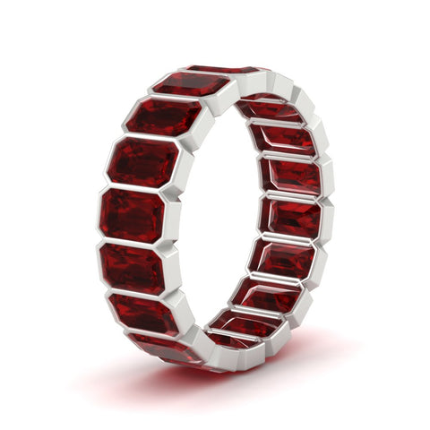 Emerald Cut Bezel 6 Carat Diamond Wedding Band
