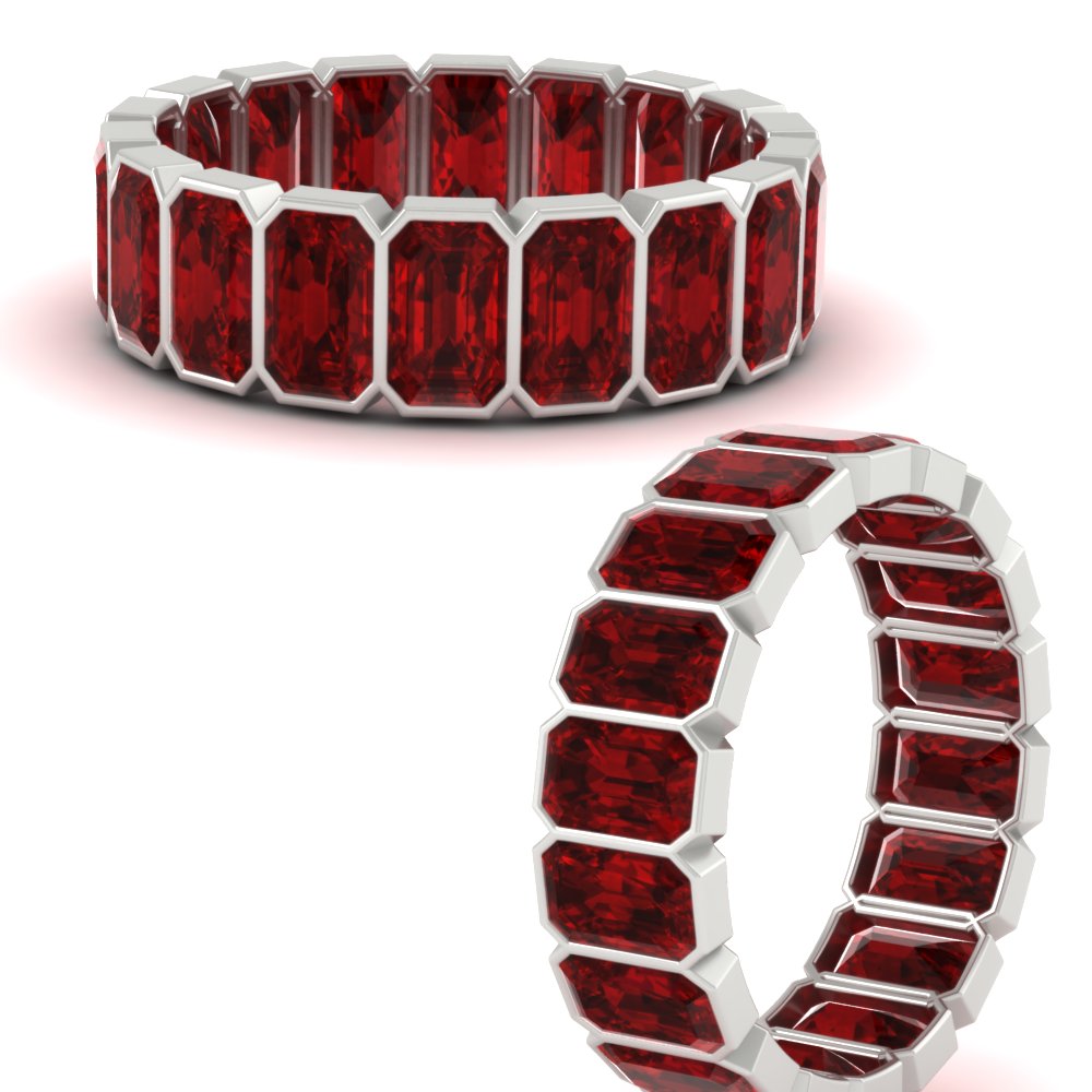 Emerald Cut Bezel 6 Carat Diamond Wedding Band