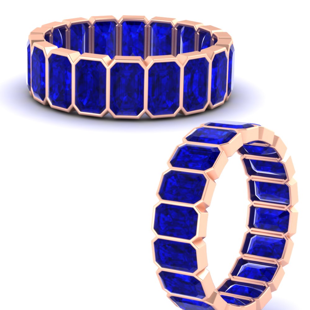 Emerald Cut Bezel 6 Carat Diamond Wedding Band