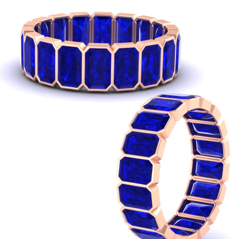 Emerald Cut Bezel 6 Carat Diamond Wedding Band