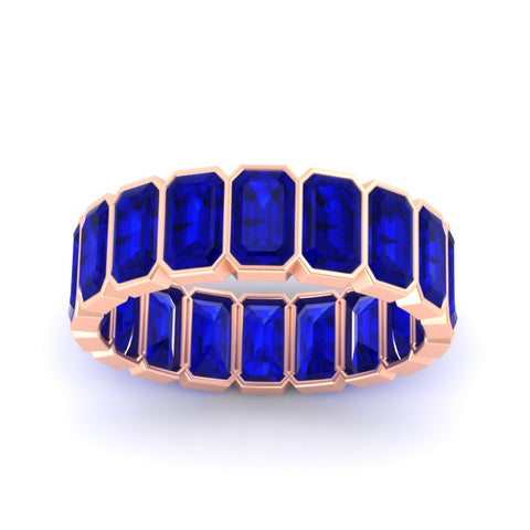 Emerald Cut Bezel 6 Carat Diamond Wedding Band