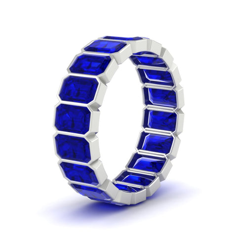 Emerald Cut Bezel 6 Carat Diamond Wedding Band
