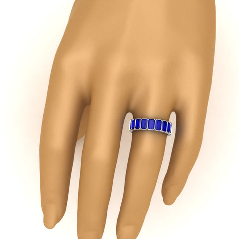 Emerald Cut Bezel 6 Carat Diamond Wedding Band