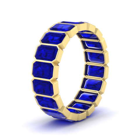 Emerald Cut Bezel 6 Carat Diamond Wedding Band