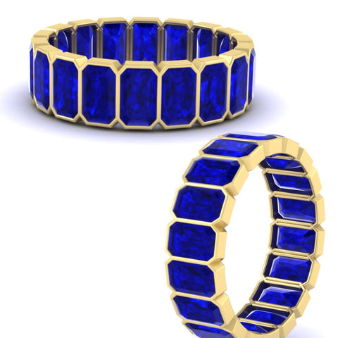 Emerald Cut Bezel 6 Carat Diamond Wedding Band