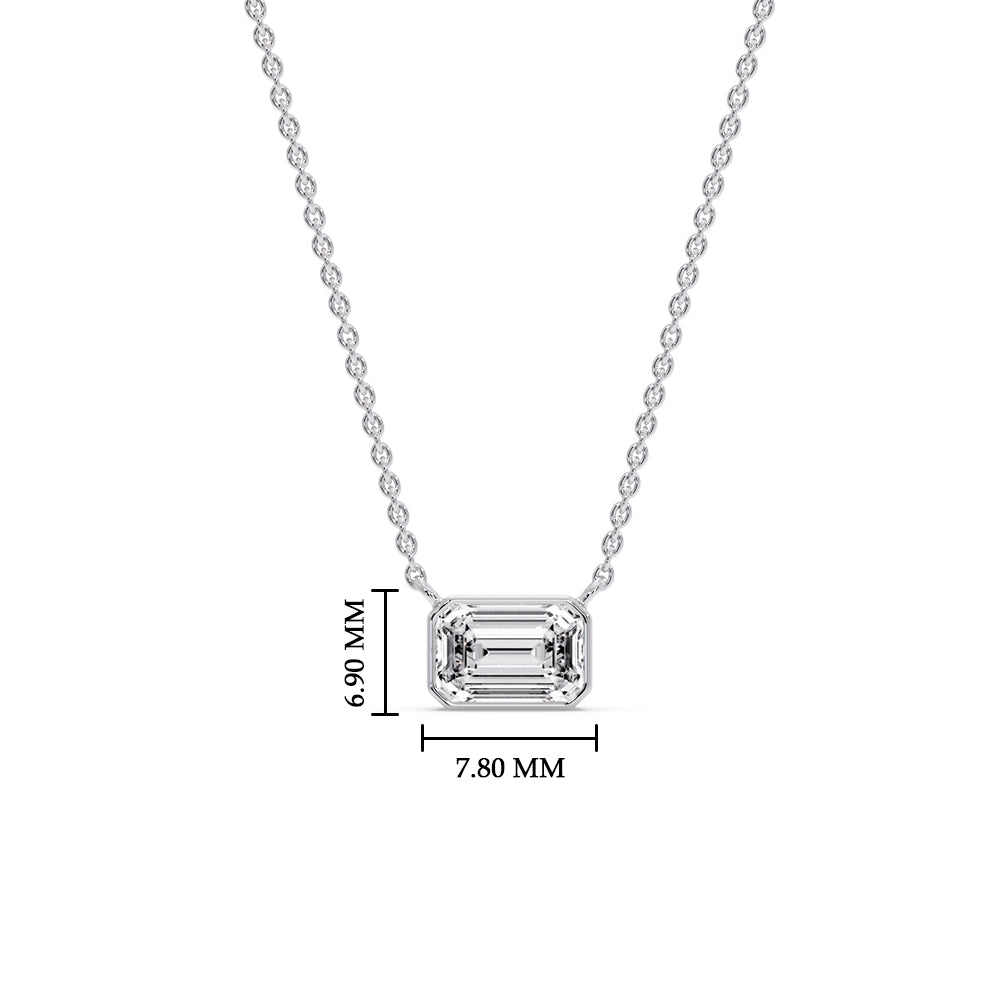 Emerald Diamond Bezel Set Solitaire Pendant
