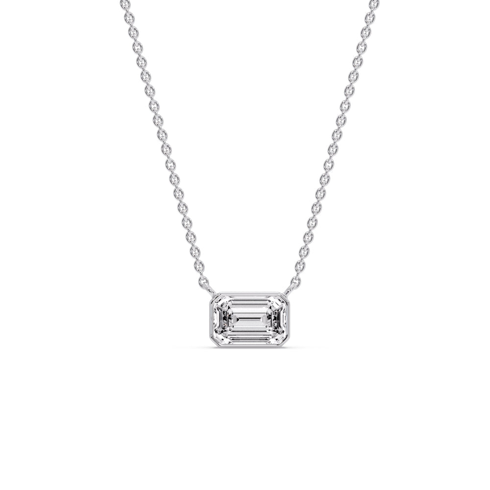 Emerald Diamond Bezel Set Solitaire Pendant