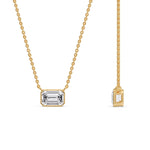 Load image into Gallery viewer, Emerald Diamond Bezel Set Solitaire Pendant
