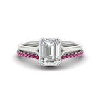 Load image into Gallery viewer, emerald-cut-bezel-solitaire-ring-with-pink-sapphire-band-in-white-gold-FD11229EMGSADRPI-NL-WG_e63475a8-5d74-44f9-a373-8fa0cc6daf75.jpg?v=1758702930
