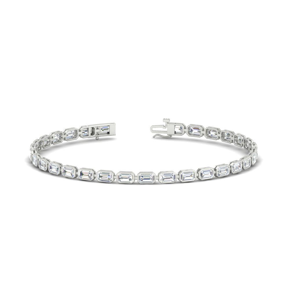 Emerald Cut Bezel Tennis Diamond Bracelet 4.65 Carat