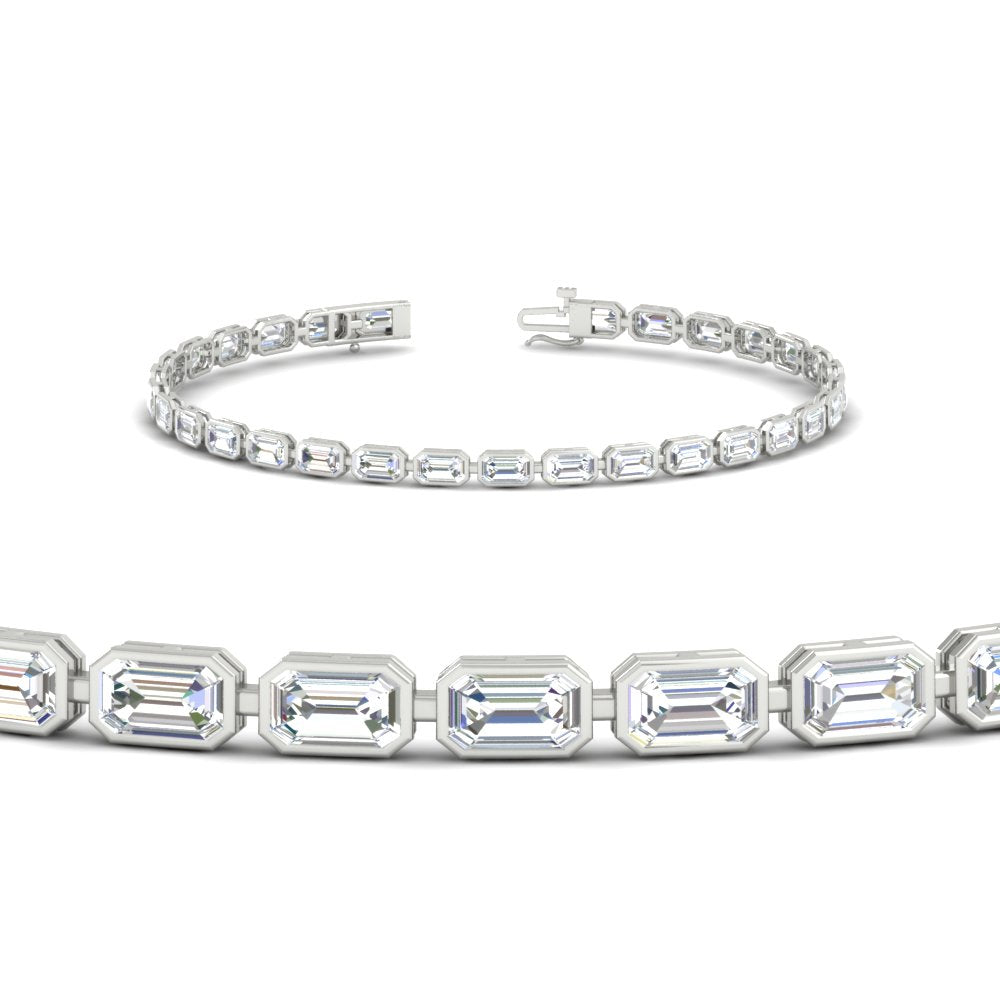 Emerald Cut Bezel Tennis Diamond Bracelet 4.65 Carat