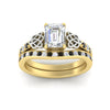 Load image into Gallery viewer, emerald-cut-black-diamond-channel-band-celtic-bridal-set-in-yellow-gold-fdens2255emgblackangle5-nl-yg-ws2