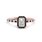 Load image into Gallery viewer, emerald-cut-black-diamond-halo-petite-engagement-ring-in-rose-gold-FD8523EMRGBLACKANGLE3-NL-RG
