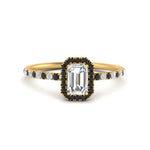 Load image into Gallery viewer, emerald-cut-black-diamond-halo-petite-engagement-ring-in-yellow-gold-FD8523EMRGBLACKANGLE3-NL-YG
