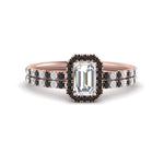 Load image into Gallery viewer, emerald-cut-black-diamond-halo-wedding-ring-set-in-rose-gold-FD8523EMGBLACK-NL-RG
