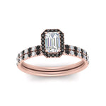 Load image into Gallery viewer, emerald-cut-black-diamond-halo-wedding-ring-set-in-rose-gold-FD8523EMGBLACK-NL-RG
