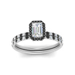 Load image into Gallery viewer, emerald-cut-black-diamond-halo-wedding-ring-set-in-white-gold-FD8523EMGBLACK-NL-WG
