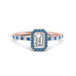 Load image into Gallery viewer, emerald-cut-blue-topaz-halo-petite-engagement-ring-in-rose-gold-FD8523EMRGICBLTOANGLE3-NL-RG
