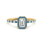 Load image into Gallery viewer, emerald-cut-blue-topaz-halo-petite-engagement-ring-in-yellow-gold-FD8523EMRGICBLTOANGLE3-NL-YG
