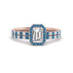 Load image into Gallery viewer, emerald-cut-blue-topaz-halo-wedding-ring-set-in-rose-gold-FD8523EMGICBLTO-NL-RG
