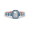 Load image into Gallery viewer, emerald-cut-blue-topaz-halo-wedding-ring-set-in-rose-gold-FD8523EMGICBLTO-NL-RG