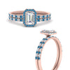 Load image into Gallery viewer, emerald-cut-blue-topaz-halo-wedding-ring-set-in-rose-gold-FD8523EMGICBLTO-NL-RG