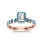 Load image into Gallery viewer, emerald-cut-blue-topaz-halo-wedding-ring-set-in-rose-gold-FD8523EMGICBLTO-NL-RG
